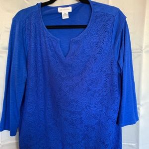 Liz Claiborne 3/4 sleeve royal blue shirt